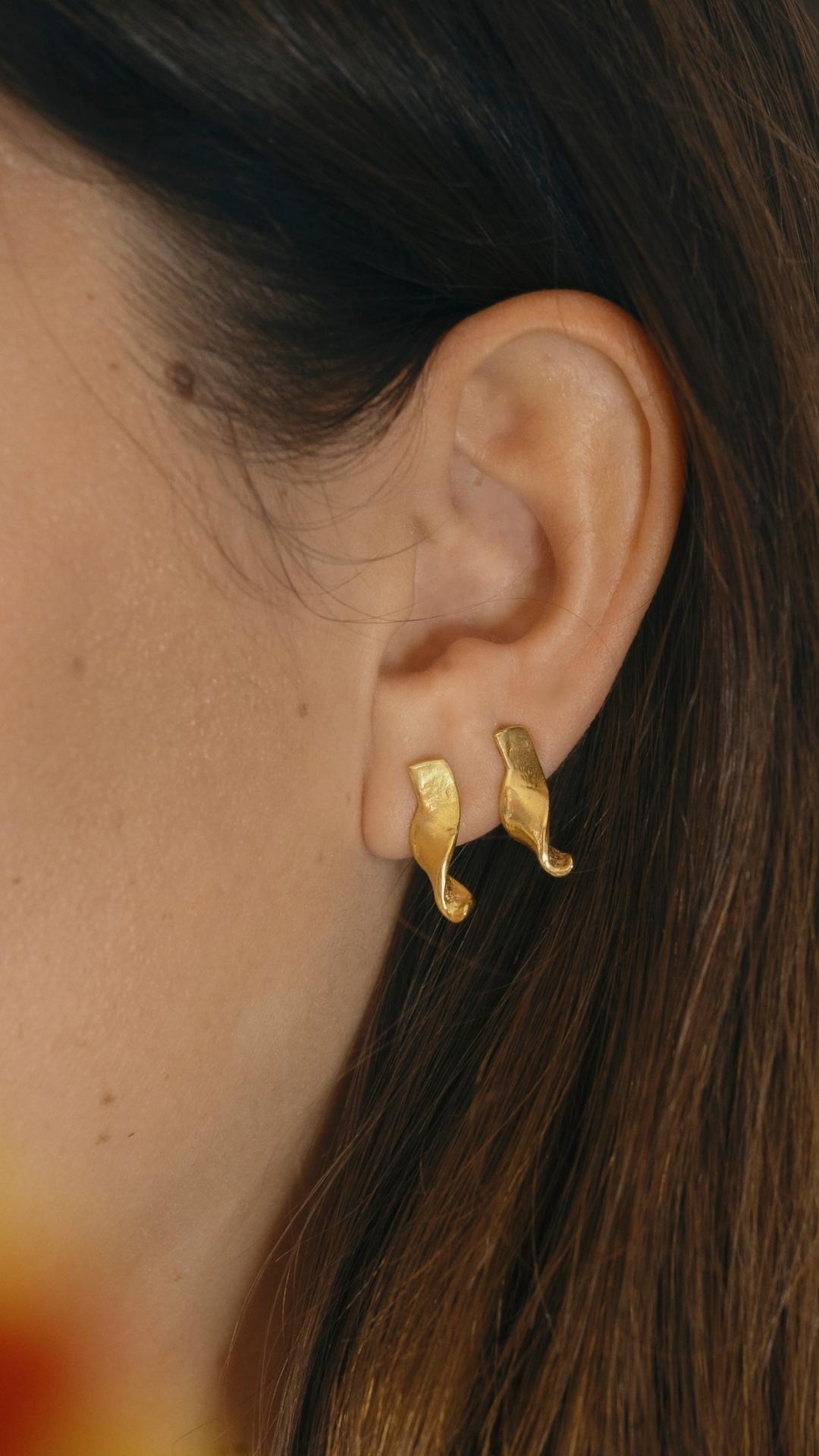 Pendientes plata chapado oro hecho a mano