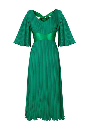 Vestido Plisado Verde - IN MADE SPAIN